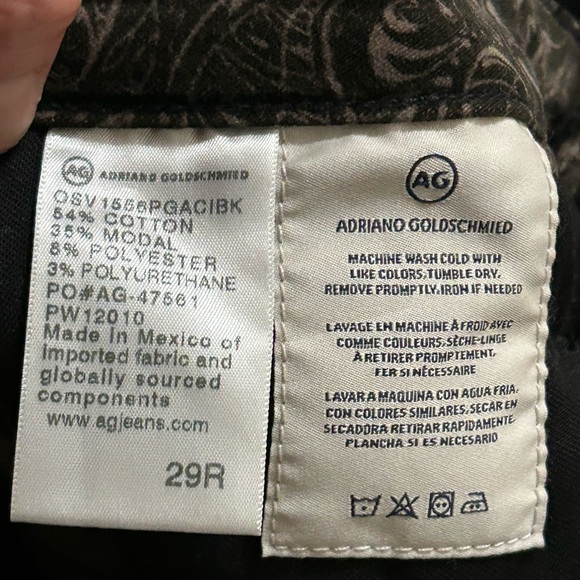 🏵AG Anthropologie Paisley Print Black Velvet The High Rise Stevie Ankle Jean 29 - Picture 5 of 5